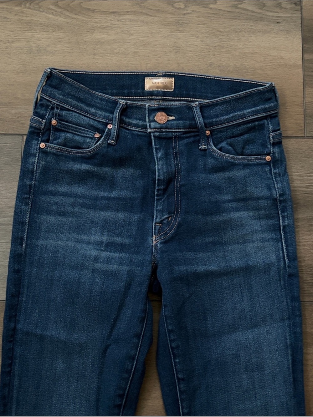 MOTHER The Weekender Women’s Dark Blue Flare Jeans with Raw Hem - Home Movies - Picture 3 of 8